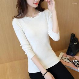 Women's Polos Fall 2024 Long-Sleeved Slim Knit Sweater Women All-match Fashion Pullover Ladies Bottoming Shirt