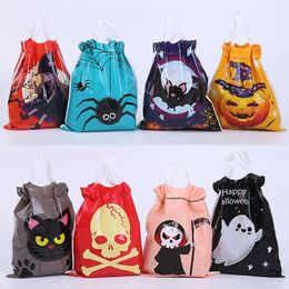 Plastic Drawstring Candy Halloween Bag Wraps Pumpkin Vampire Ghost Witch Handbags Cartoon Trick or Treat Bags Kids Party Gift 50Pcs/Lot HY0032