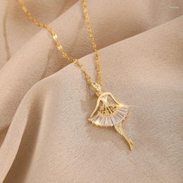 Pendant Necklaces Design Sense Elegant Dancing Girl Stainless Steel For Women Korean Fashion Female Sexy Clavicle Chain Jewellery