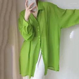 Women's Blouses High End Super Beautiful AvocAdo Green Long Sleeved Shirt For Women In Spring Autumn Cautious Machine HigH-end And UniqUe