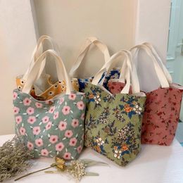 Shopping Bags Soft Corduroy Women Handbag Eco Reusable Bag Casual Foldable Lightweight Floral High Quality Tote Lunch Purse