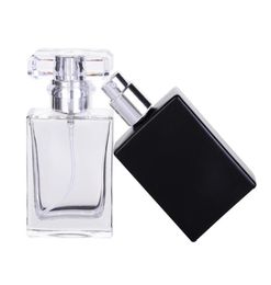 1Pcs Retail 30ml square perfume spray glass bottle spray bottle reusable black and transparent perfume86420211618653