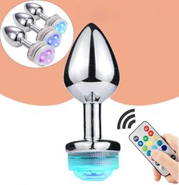 Other Health Beauty Items Wireless Remote Control Metal Luminous Anal Plug Prostate Massage Hip Plug with LED Anal Tail Q240521