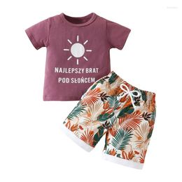 Clothing Sets Toddler Baby Girls Clothes Summer Outfit Casual Letter Print Short Sleeve T-shirt And Elastic Floral Shorts Set