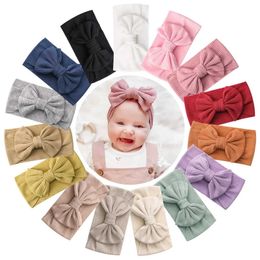 Hair Accessories Candy Colour Knit Baby Headbands Rib Bow Elastic Soft Newborn Headbands for Baby Girl Children Turban Infant Kids Accessories Y24052244VA
