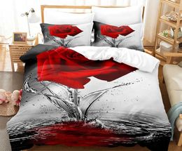 Bedding sets Red Rose Leopard Set Luxury Comforter case Couple Wedding Twin Queen King Size Romantic Duvet Cover H240521 4N6W