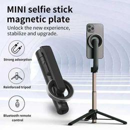 Selfie Monopods Mobile phone holder Bluetooth selfie stick magnetic handheld camera stabilizer desktop integrated Tiktok Live Triangle holder d240522