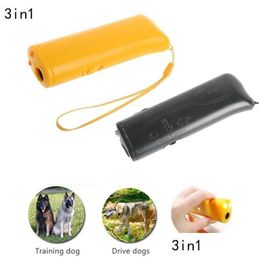 Dog Training Obedience 3 In 1 Trasonic Led Pet Repeller Stop Bark Trainer Device Anti Barking Flashlight 2 Colours Aaa464 Drop Deli Dh3Dt