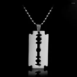 Pendant Necklaces Stainless Steel Blade Razor Gothic Punk Men Jewelry Sliver Color Metal Necklace Hiphop Accessories