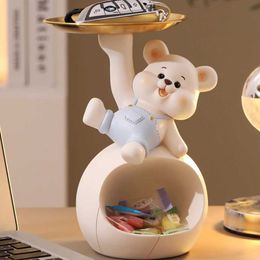 Action Toy Figures Home Accessories Modern Simple Ornaments Shelves Entrance Put Key Storage Tray Bear Living Room Decorations Gifts Decor H240522