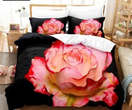 Bedding sets Flower Duvet Cover Set Bed Single Red Rose Quilt 3D Comforter Sets 3pcs with Case King Size Full Wedding H240521 CTIY