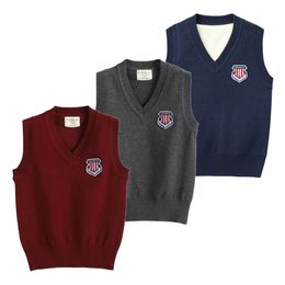 Teenager Sweater Vests School Uniform Outfits Big Kids Girls Pullover Knitwear Children Waistcoat Clothes L2405