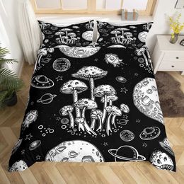 Bedding sets Colourful Mushroom Comforter Set Twin Size Kids Quilt Bed for Boys Girls Adult with 1 and 2 cases H240521 VT2B