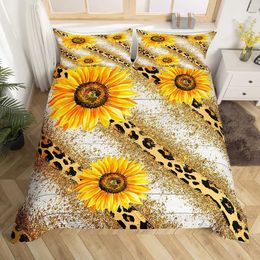 Bedding sets Yellow Sunflower Comforter Set Butterfly for Kids Girls Teens WomenCountry Floral Quilt Duvet Sets 2 Cases H240521 24LI