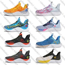 Designer Curry 10 Candy Basketball Shoes Aurora Borealis Curry Blue Pink Student Sports Shoes High Top Combat Super Sound Sneakers 35-45