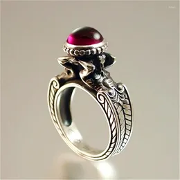 Cluster Rings Mermaid Ruby Ring European And American Creative Women Plated 925 Vintage Thai Silver
