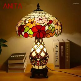 Table Lamps ANITA Tiffany Lamp American Retro Living Room Bedroom Luxurious Villa El Stained Glass Desk