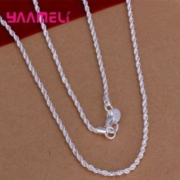 Top Sale Real Pure 925 Silver Necklace Bracelet Jewelry Sets for Men Women 4MM Width Twisted Rope Chain with Lobster Clasps