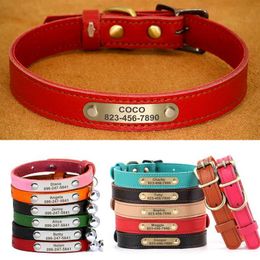 Cat Collars Leads Custom Leather Dog Collar Bling Personalized Name ID Kitten Puppy Pet Accessories for Cats Small Yorkie H240522