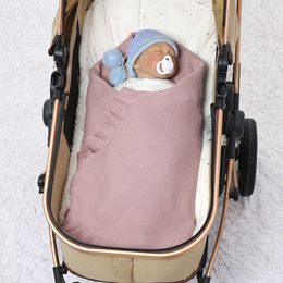 Dual-Use Baby Blankets Newborn Infant Kids Boys Girls Solid Knit Stroller Nursery Travel Bed Cradle Quilts 90*70cm Receiving Mat