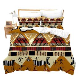 Bedding sets Tribal Duvet Cover Set Traditional Trippy Boho Abstract Design Decorative 2 Piece with 1 Sham Full Size H240521 0JZZ