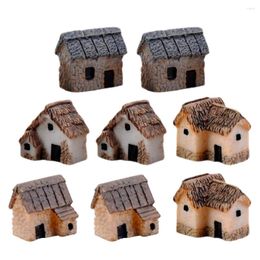 Garden Decorations 8 Pcs Simulated Thatched House Pendulum For Home Miniature Fairy Cottage Resin Micro Scene