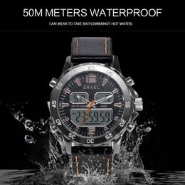 Sport Watches Waterproof Genuine Dual Display Quartz WristwatchesCool Man Clock Fashion Smart Digital Watch LED Men 1281 268r