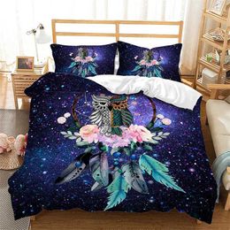 Bedding sets Dreamcatcher Duvet Cover Bohemia Comforter Microfiber Feather Set Full Twin for Girls Teens Adults Bedroom Decor H240521 TOLO