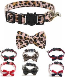 Leopard Print Fashion Luxurious Dog Cat Collar Breakaway with Bell and Bow Tie Adjustable Safety Kitty Kitten Set Small Dogs Colla7727716