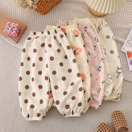 Organic Cotton Baby Pants Children's Girls Cartoon Dog Floral Linen Clothes Autumn Spring Summer Winter Kid Boy Soft Trousers L2405