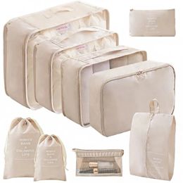 9 Set Packing CubesLightweight Travel Luggage Organiser With Shoe BagToiletry Bag Laundry 240510
