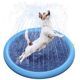 Pet Sprinkler Mat Game Cooling Pad Swimming Pool Inflatable Water spray Mat Bathtub Mat 170 * 170cm Summer Cool Dog Bathtub 240507