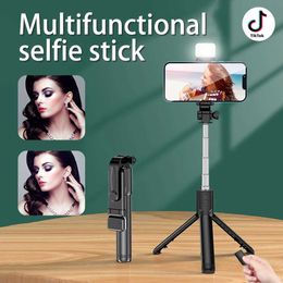 Selfie Monopods Wireless Bluetooth selfie stick tripod with fill light remote control shutter foldable phone holder suitable for smartphone d240522