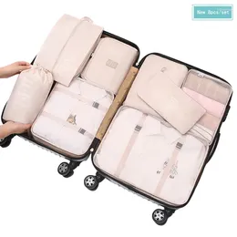 Storage Bags Suitcase Organizer 8/9 Pcs Set Travel Bag 2024 Luggage Large Packing Cube Clothes Underwear Shoes