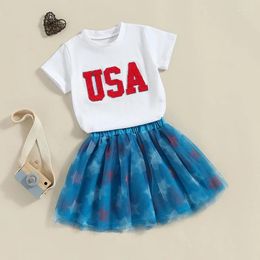 Clothing Sets EWODOS 4th Of July Outfit For Toddler Girl Baby USA Shirt Tulle Tutu Skirts Fourth Summer Clothes Kids Girls Dress