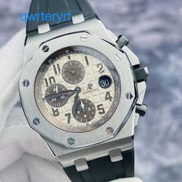 Luxury AP Wrist Watch Royal Oak Offshore Series 26470ST Precision Steel 42mm Ivory White dial Date Timing Automatic Machinery