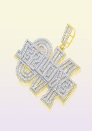 iced out letter No excusez pendant fit cuban chain necklace for women men punk style hip hop jewelry drop ship17570563851708