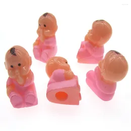 Party Decoration 100Pcs Small Pink Plastic Baby Dolls Sitting Babies Shower Favors Supplies For Cake Top DIY Decorations 14 X 25mm