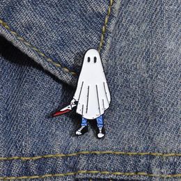 Brooches Halloween Creative Ghost Brooch For Clothes White Knife Raising Cartoon Character Badge Women's Clothing