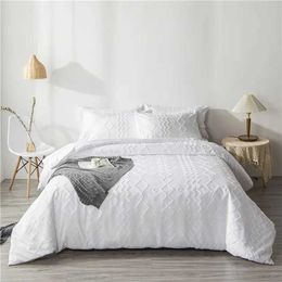 Bedding sets WOSTAR Summer white pinch pleat duvet cover 220x240cm luxury double bed quilt bedding set queen king size comforter H240521 60ZC