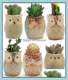 Planters Pots Garden Supplies Patio Lawn Home Ship Cartoon Owl Shaped Flower Pot For Succents Plants Flowerpot Ceramic Small Mi6282382