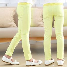 Girls' Pencil Pants Spring And Summer Thin Children's Outer Wear Tight Stretch Candy Color Kids Leggings Trousers WTP14 L2405