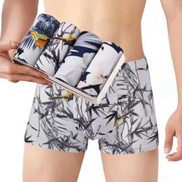 Underpants 4PCS Brand Men's Cotton Underwear Low Waist Sexy Trendy Briefs Comfortable Sweat-Absorbent Antibacterial Boxer Shorts