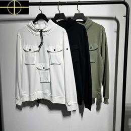 Men's Hoodies Sweatshirts 5 Colours Streetwear Cargo Sweatshirts Sleeve Patch Embroidery Badge Turtleneck Pullovers Multi Pocket Sweatshirt Men Q240521