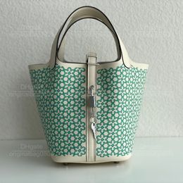 12A Top Quality Designer Tote Bags Pure Handmade Wax Thread Sewn Printed Graffiti Creative Design Silver Buckle Embellished 18cm Luxury Handbags With Delicate Box.