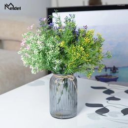 Decorative Flowers Meldel 1PC Artificial Green Pearl Grass Plant Fake Plastic Plants Wedding Backdrop Arrangement Accessories Home Decor