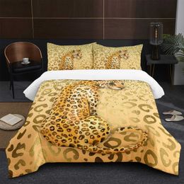 Bedding sets Leopard Comforter Set Quilt with 1 and 2 cases for Kids Bedroom All Season Full Queen Size H240521 JF8E