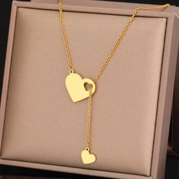 Pendant Necklaces Stainless Steel Sweet Heart Pendants Chains Charms Choker Fashion Necklace For Women Jewellery Wedding Party Girls Gifts