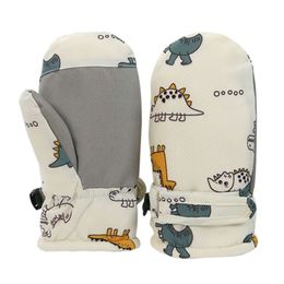 Adjustable Waterproof Snow Cartoon Windproof Ski Mittens Quick Drying Design Gloves for Infants L2405