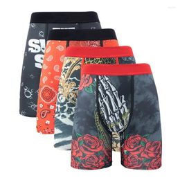 Underpants 4Pcs Fashion Print Men Underwear Boxer Cueca Male Panties Lingerie Boxershorts Sexy Briefs Boxers S-5XL Trunks